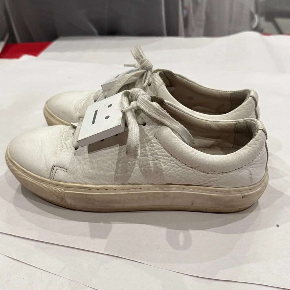 Acne Off-White Leather Sneakers - Picture 3 of 6